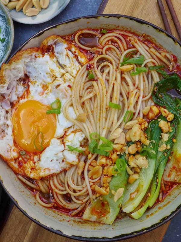 a bowl of hot and sour noodles.