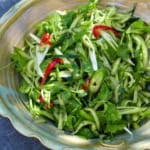 Northeast tiger salad made with cucumber, chilies, scallions and cilantro.