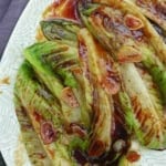Chinese oyster sauce lettuce on a plate.