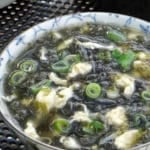 egg drop soup with seaweed.